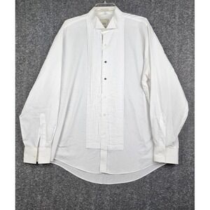 Bill Blass Tuxedo Shirt Women XL5 White Pleated Bib Wing Collar Eveningwear